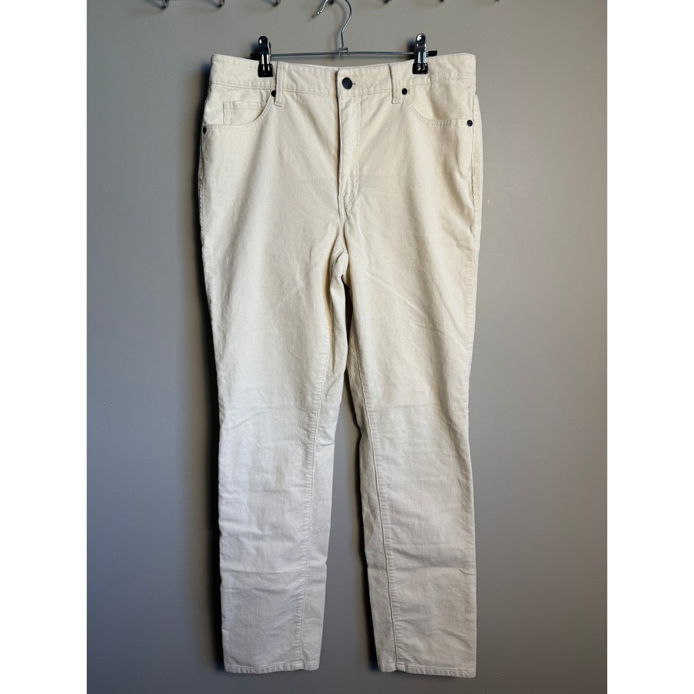 Talbots Womens Butter Cream Corduroy Straight Leg Pant 8 Classic Preppy Neutral